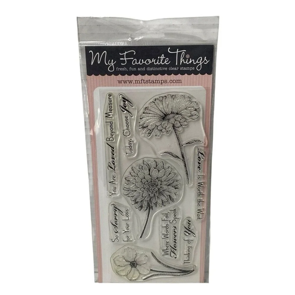 My Favorite Things Clear Stamps 9pc Flowers & Sentiments Bereavement Loved Joy